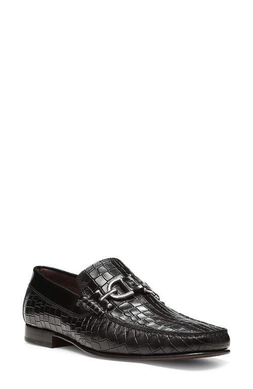 Donald Pliner Dacio Croc Embossed Bit Loafer in Black