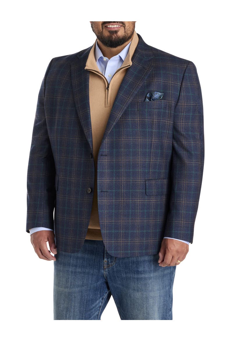 Big & Tall Multi Plaid Sport Coat, Main, color, NAVY