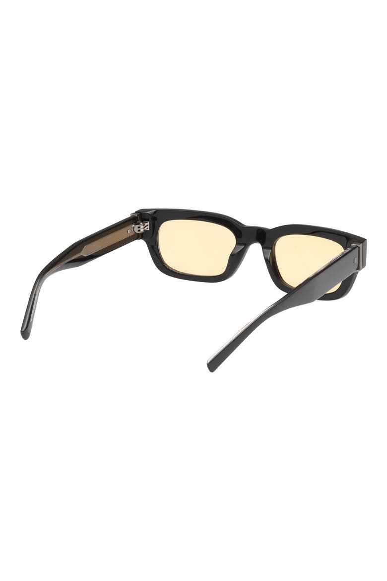 51mm Square Sunglasses, Alternate, color, SHINY BLACK / AMBER LENS