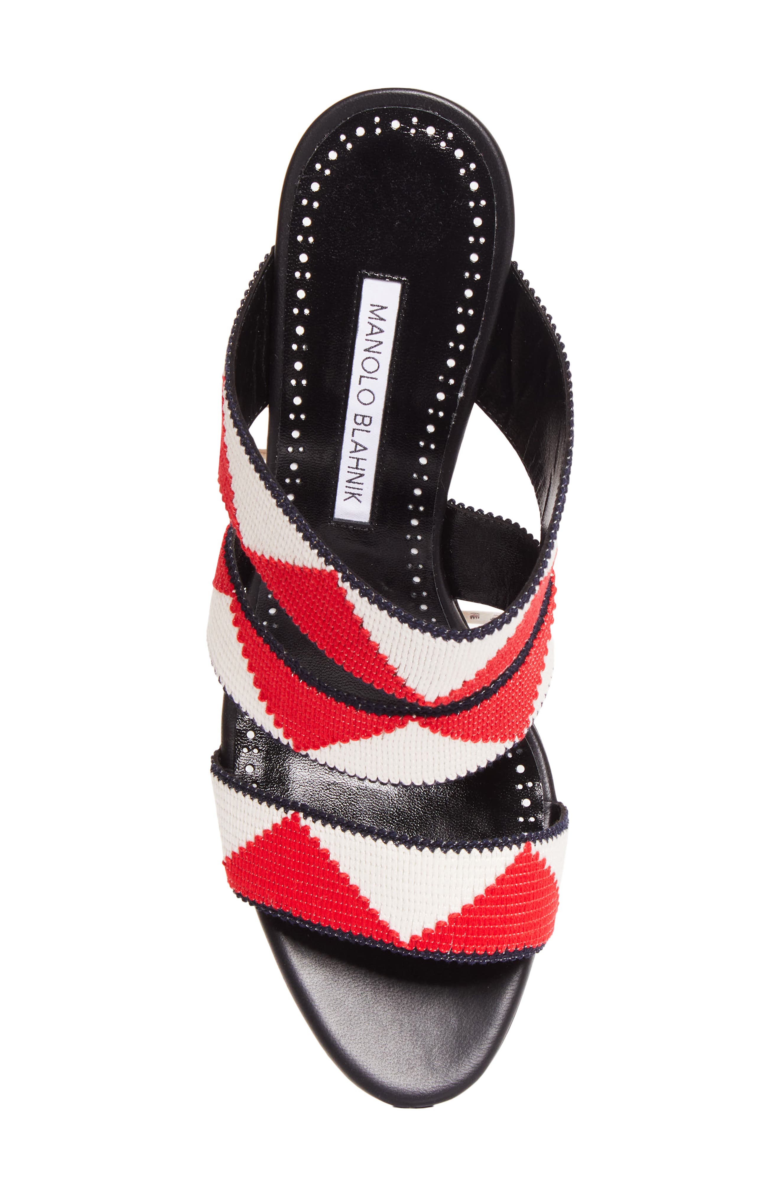 Manolo Blahnik Capro Slide Sandal, Alternate, color, Black/ Red/ White