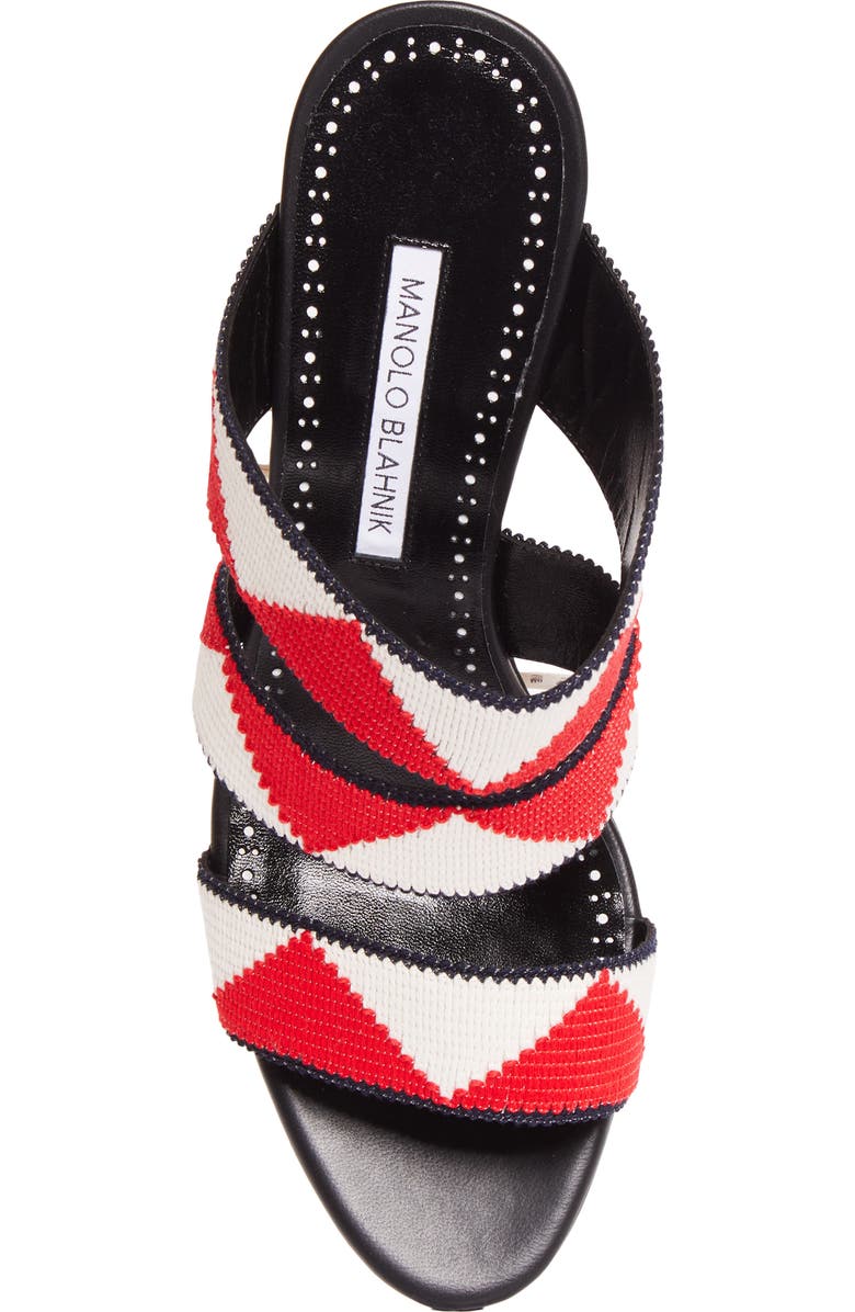Manolo Blahnik Capro Slide Sandal, Alternate, color, Black/ Red/ White