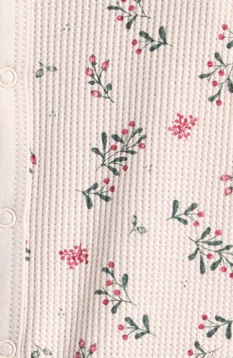 FIRSTS by Petit Lem Winterberry Holly Thermal Footie, Alternate, color, Beige