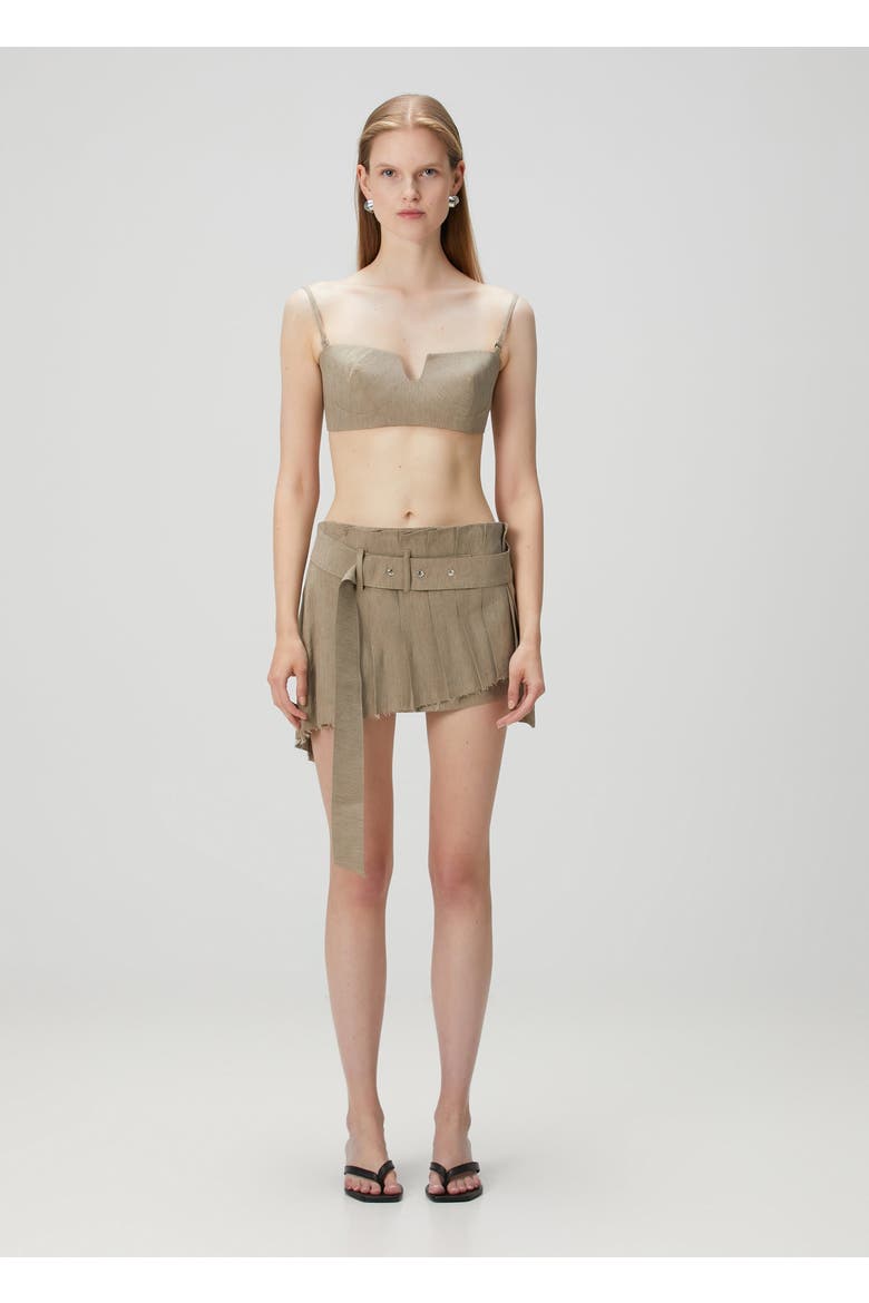 Linen Blend Super Mini Skirt, Alternate, color, BEIGE