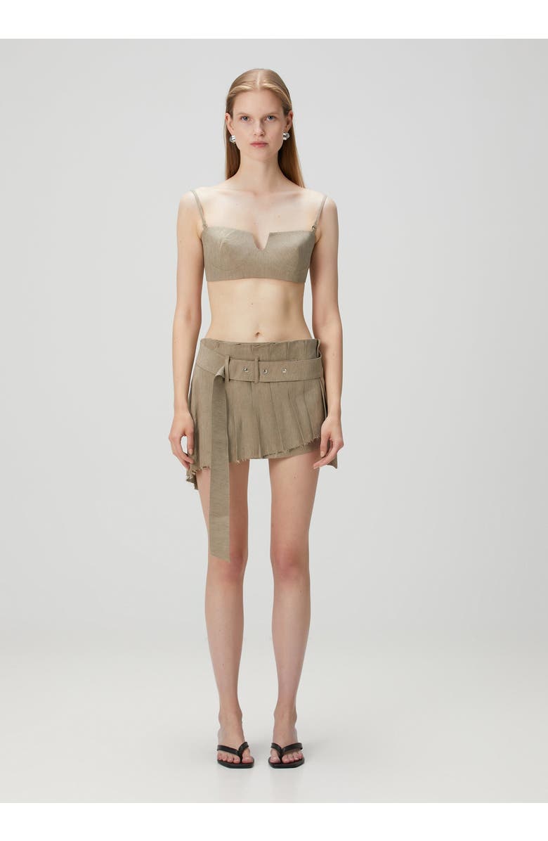 PCFG Linen Blend Super Mini Skirt, Alternate, color, Beige