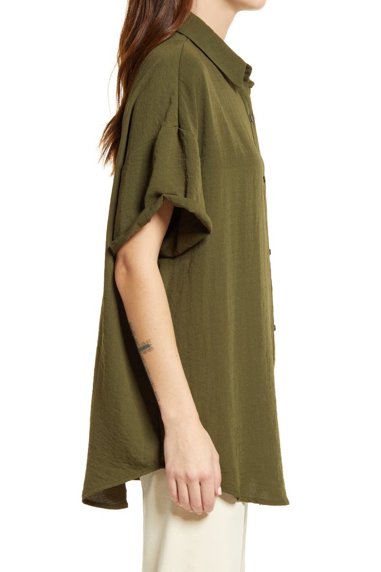 Oversize Short Sleeve Tunic, Alternate, color, OLIVE NIGHT