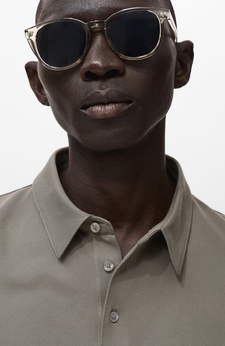 MANGO Solid Cotton Blend Piqué Polo, Alternate, color, Dark Green