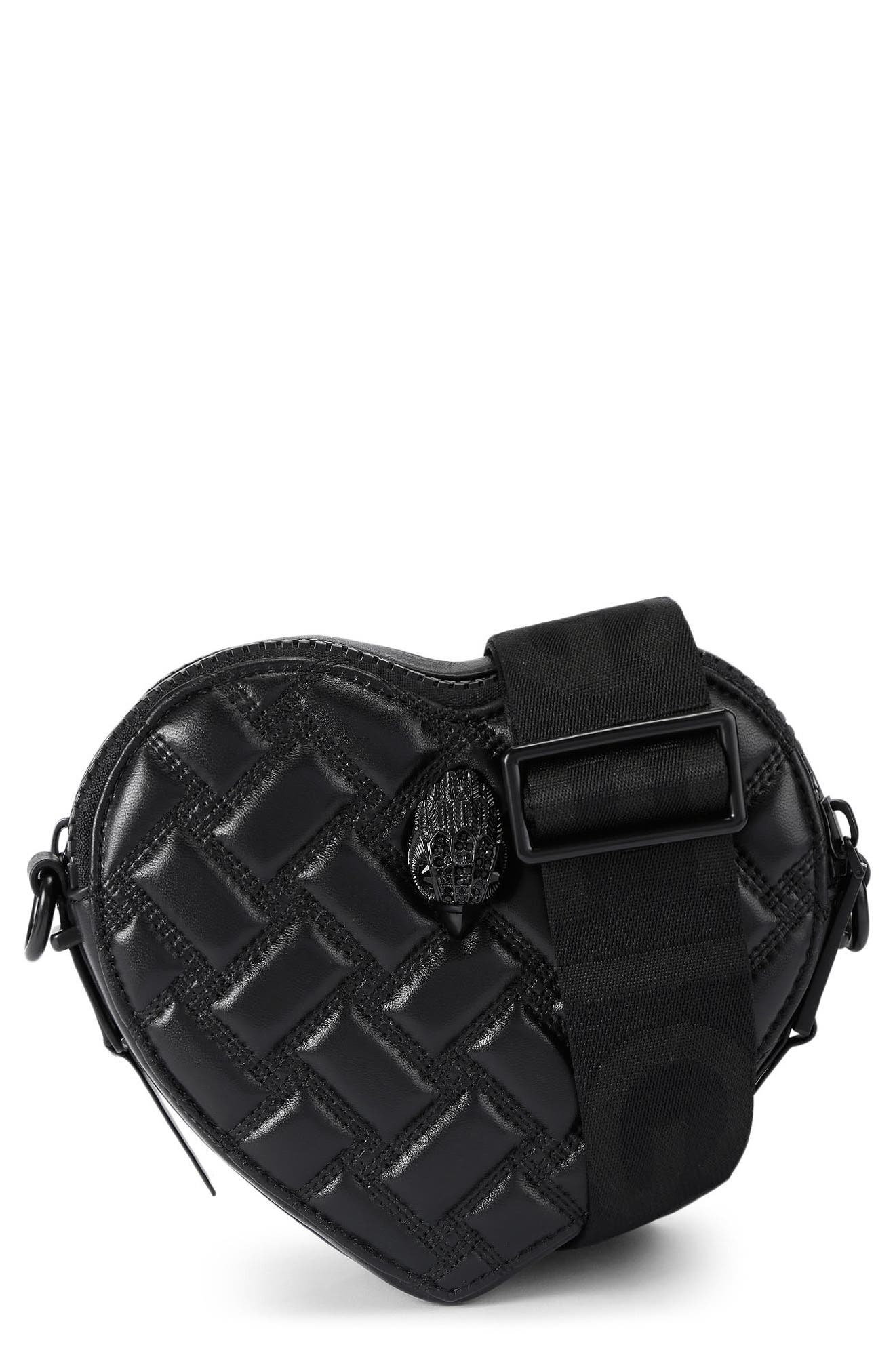 Kurt Geiger London Kensington Quilted Leather Heart Crossbody Bag, Main, color, Black