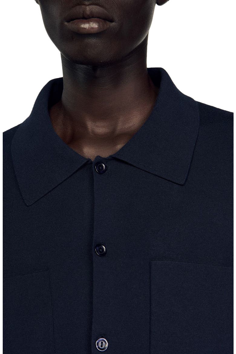 Knitted shirt jacket, Alternate, color, Navy blue