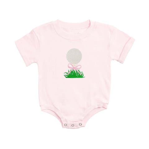 Golf Tee Bow Patch Short Sleeve Romper (Baby)