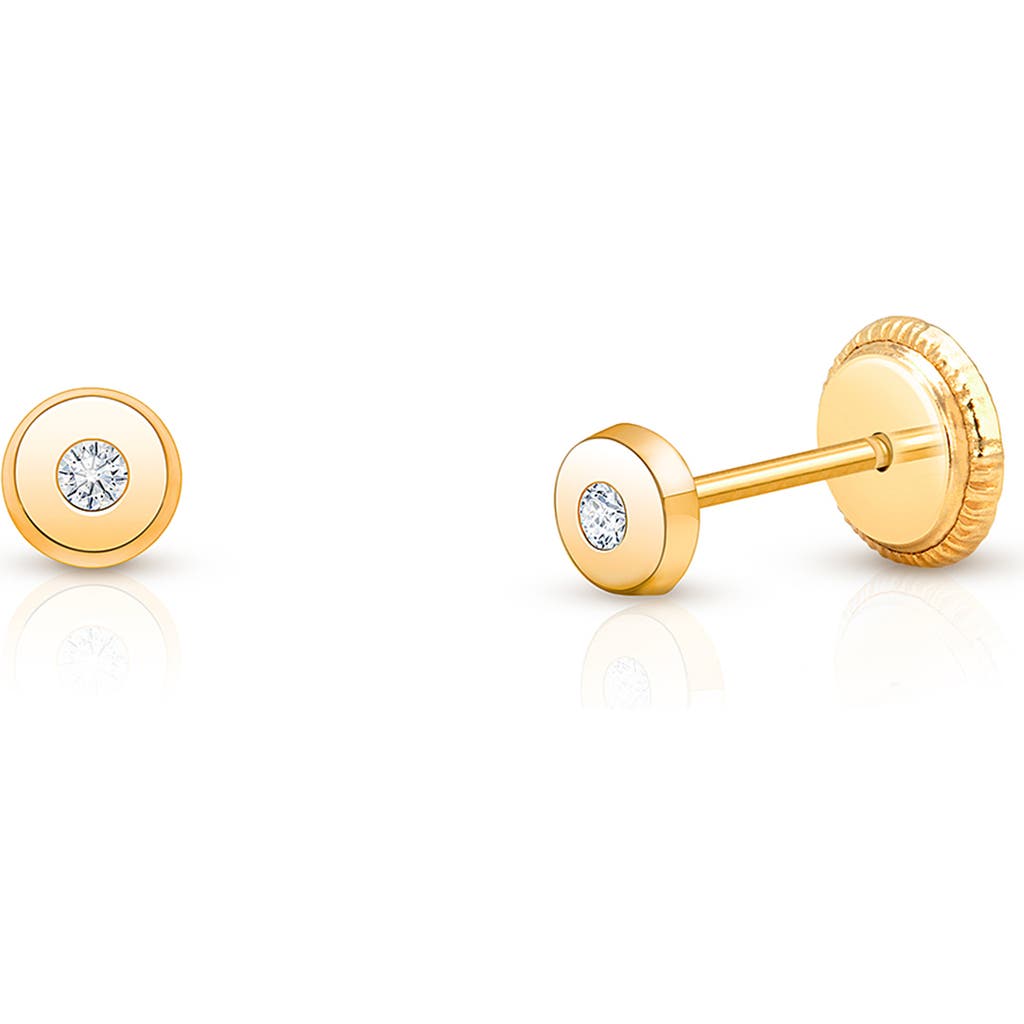 Tiny Blessings 14k Gold Little Darling Genuine Diamond Studs Screw Back Earrings In Gold