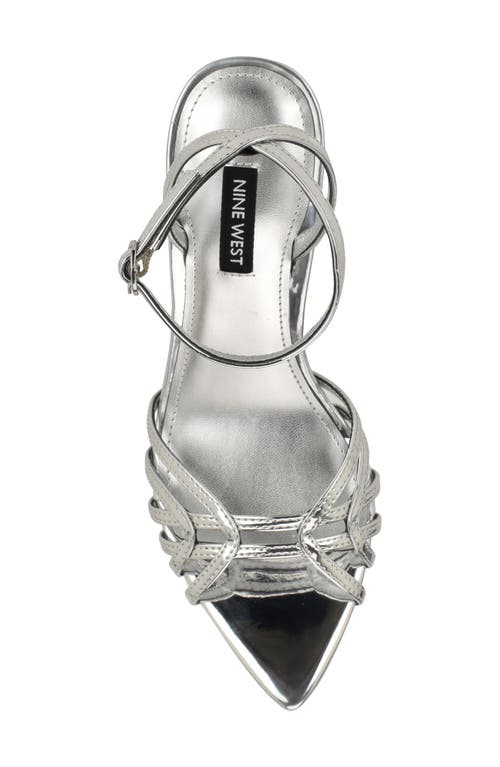 Nine West Paxal Shimmering Stones Metallic Stiletto Sandals Women In Silver 040