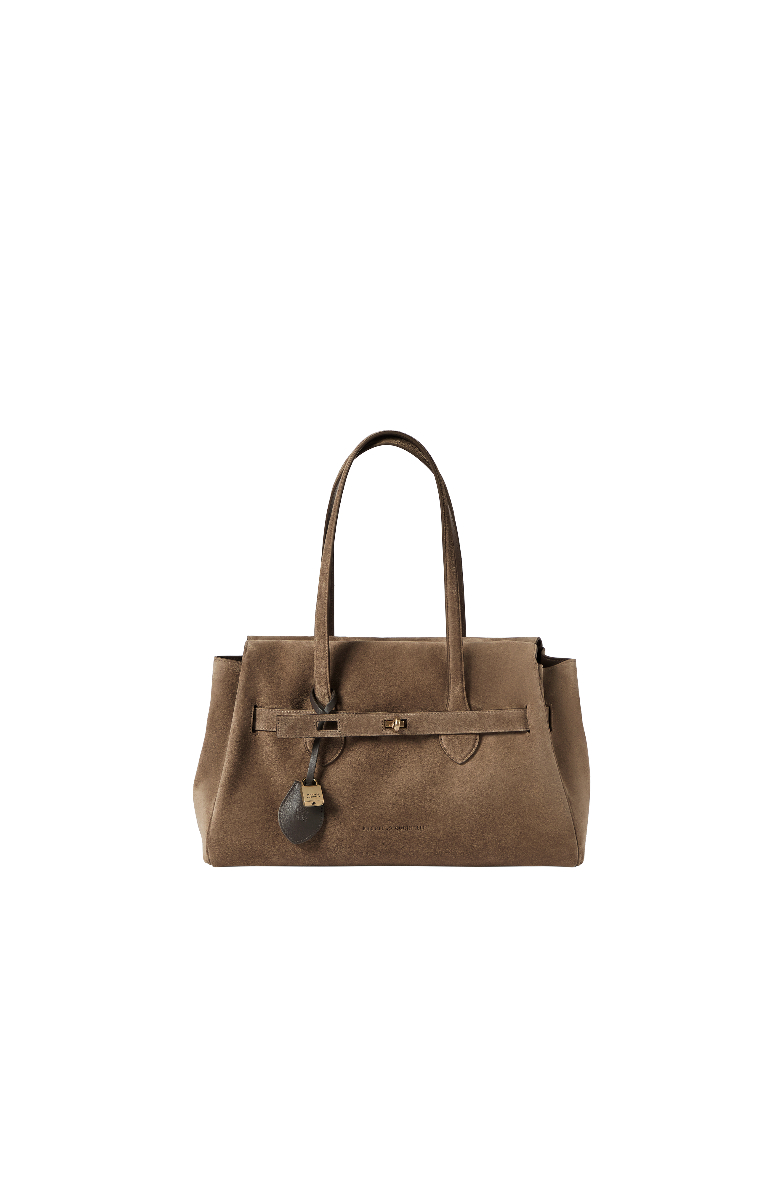 Explorer shoulder bag in suede, Alternate, color, Bark