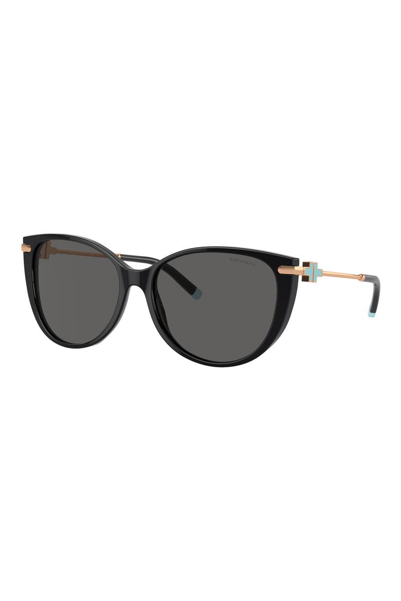 57mm Cat Eye Sunglasses, Alternate, color, BLACK