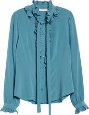 Ulla Johnson Catroux Ruffle Neck Silk Top