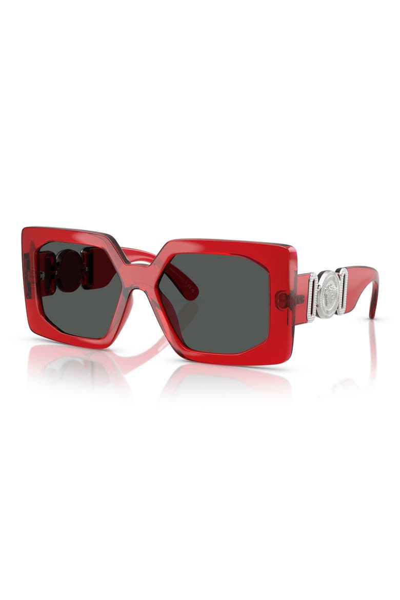 55mm Square Sunglasses, Alternate, color, TRANSPARENT RED