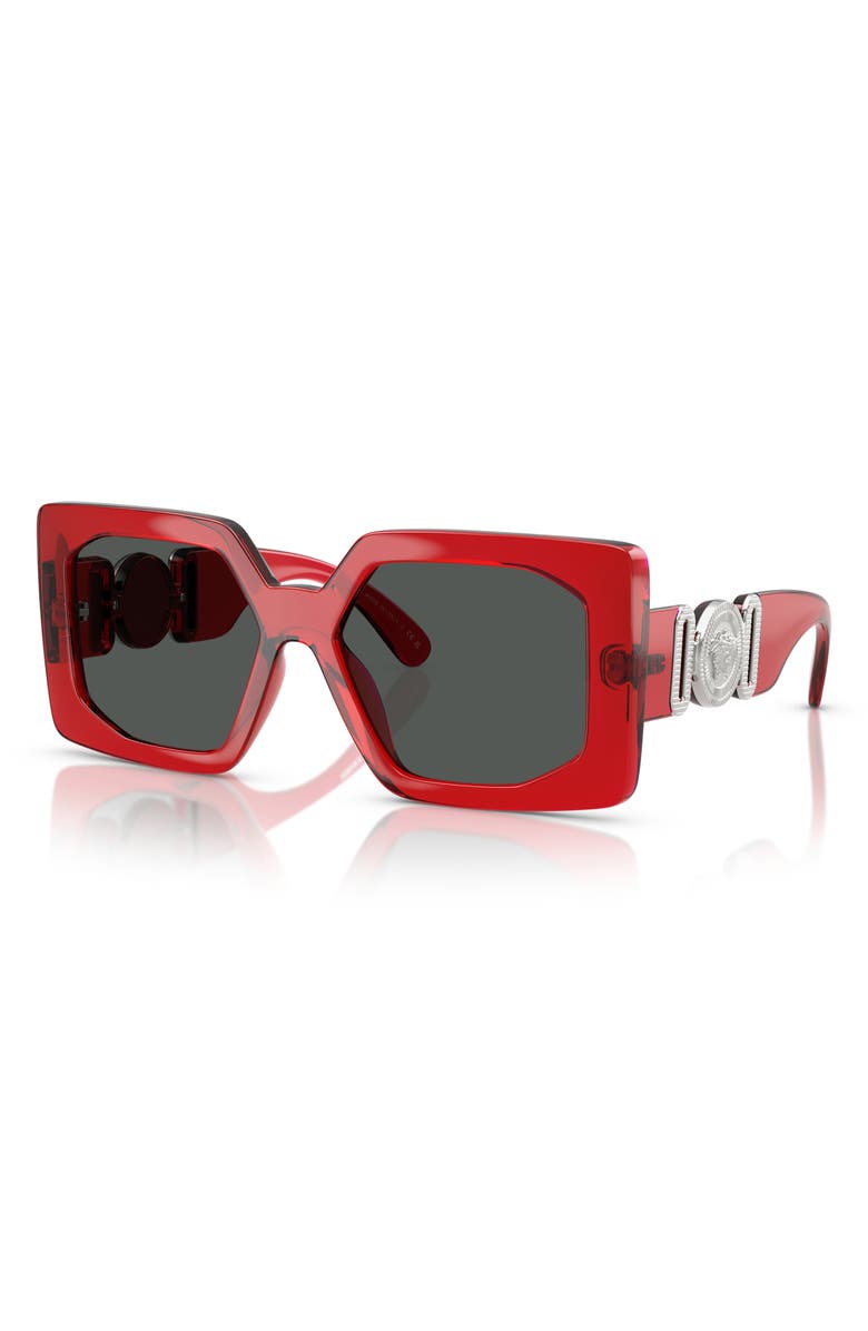 Versace 55mm Square Sunglasses, Alternate, color, Transparent Red