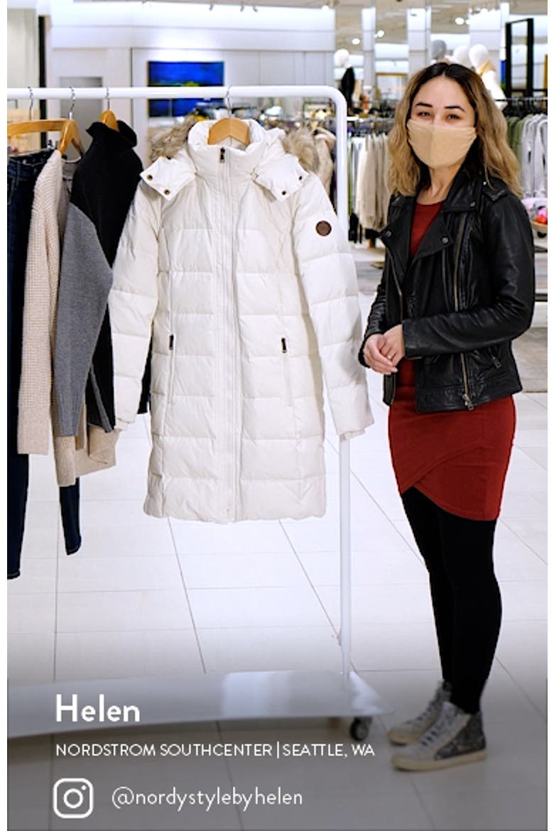 Down Puffer Coat with Removable Faux Fur Trim Hood video