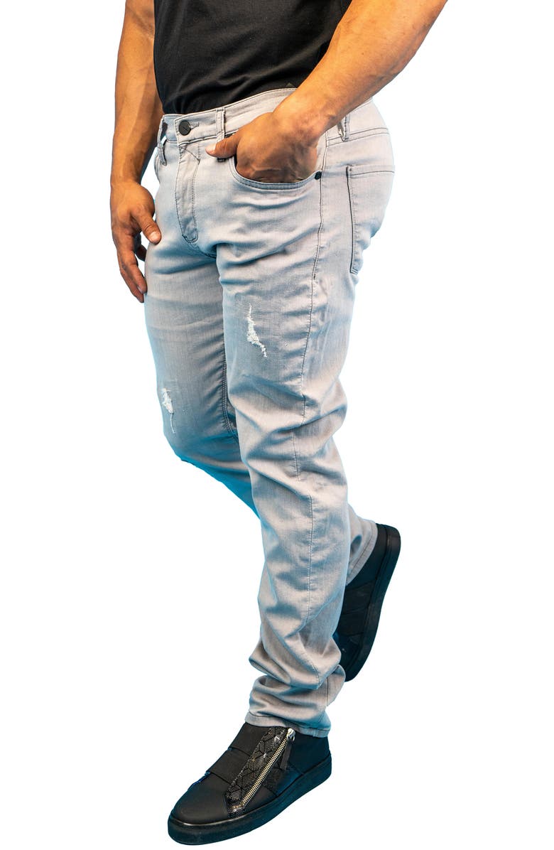 Maceoo Ripped Athletic Fit Stretch Jeans, Alternate, color, Grey