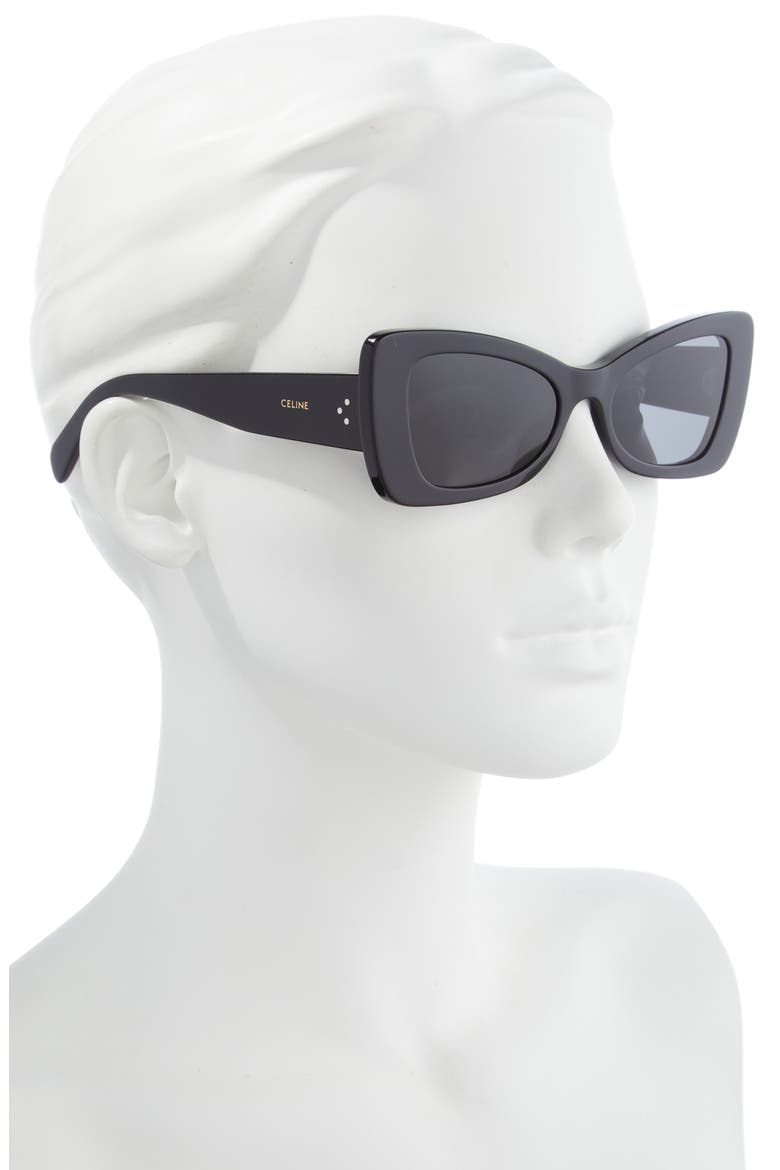 Bold 3 Dots 54mm Butterfly Sunglasses, Alternate, color, SHINY BLACK / SMOKE