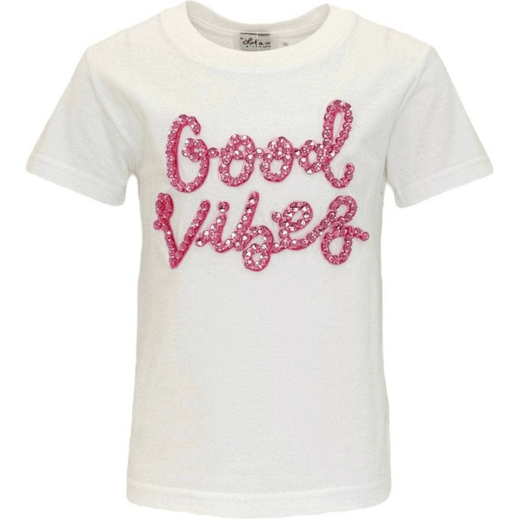 Lola + The Boys Crystal Good Vibes T-shirt In White