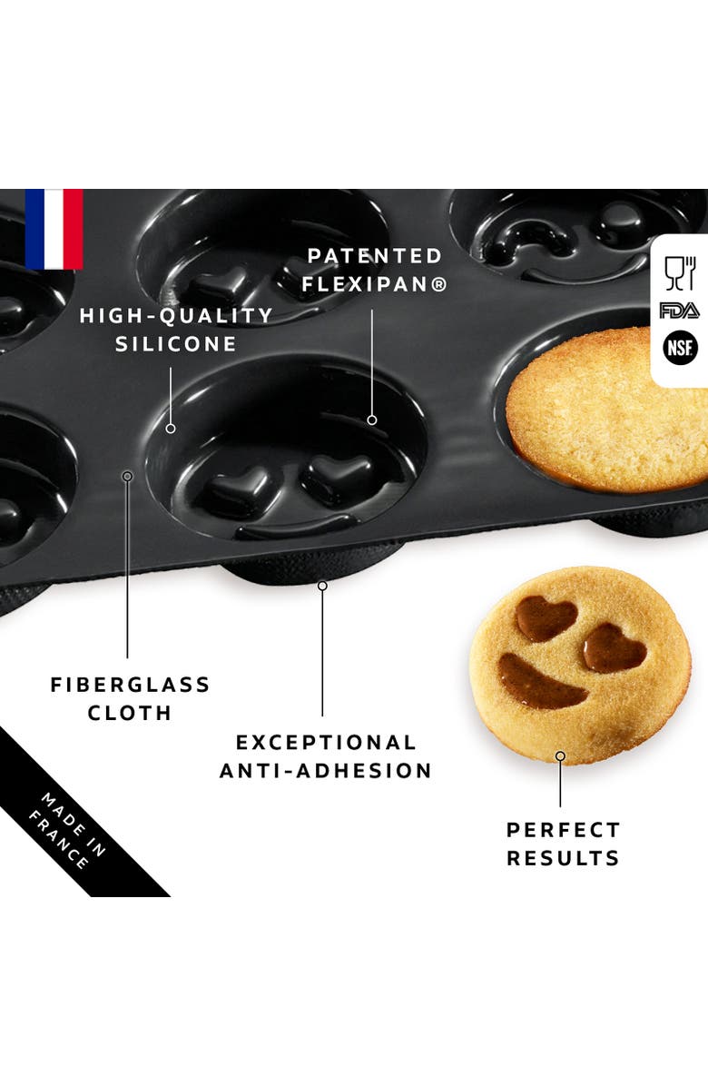 Silpat Flexipan 6 Smiley Emojis Premium Silicone Baking Pan, Alternate, color, Black