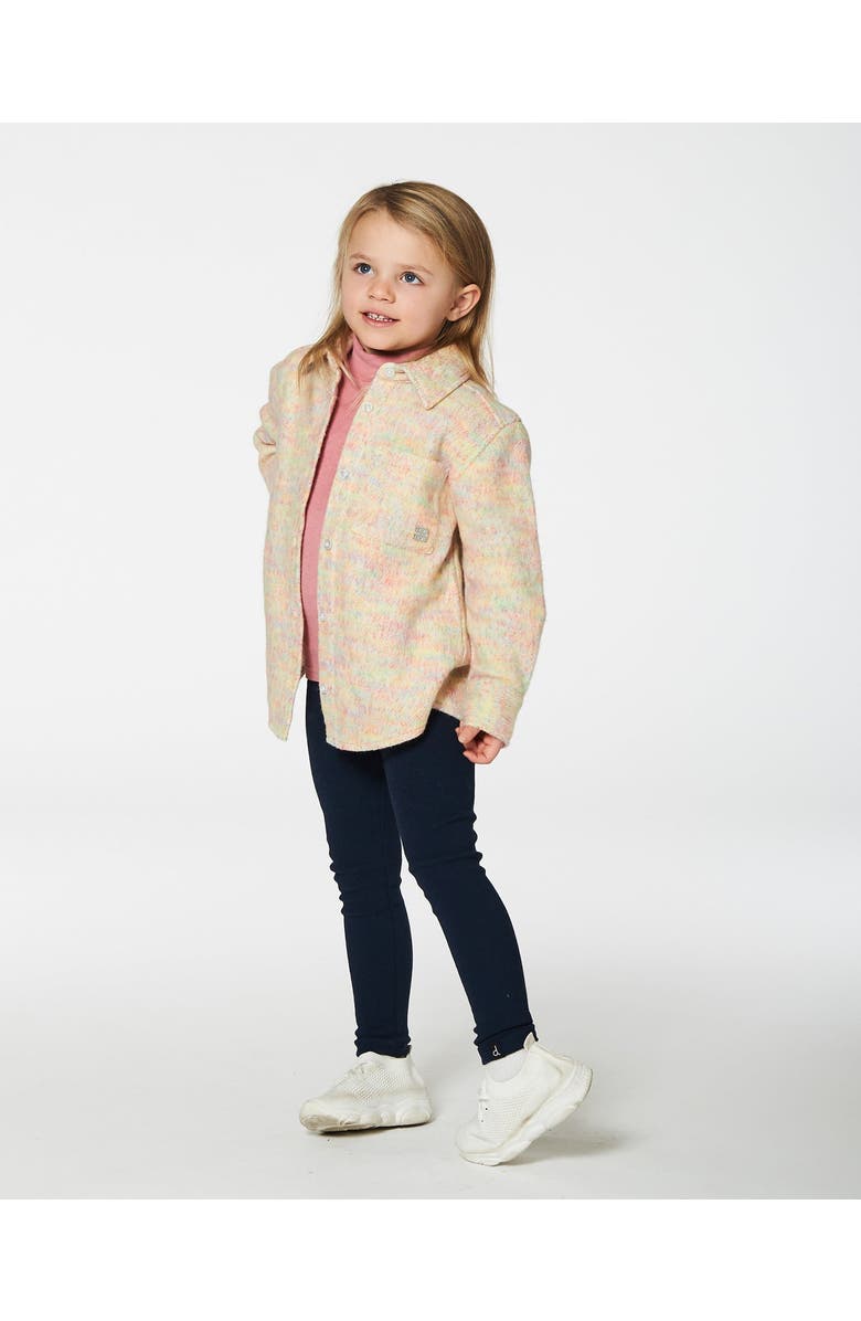 Deux par Deux Girl's Button Down Felt Overshirt Light Beige Multicolor, Alternate, color, 