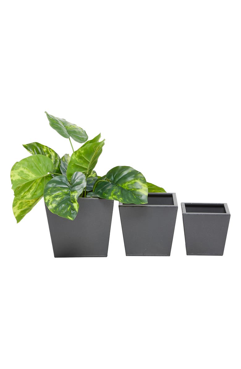 VIVIAN LUNE HOME Gray Metal Modern Planter - Set of 3, Alternate, color,