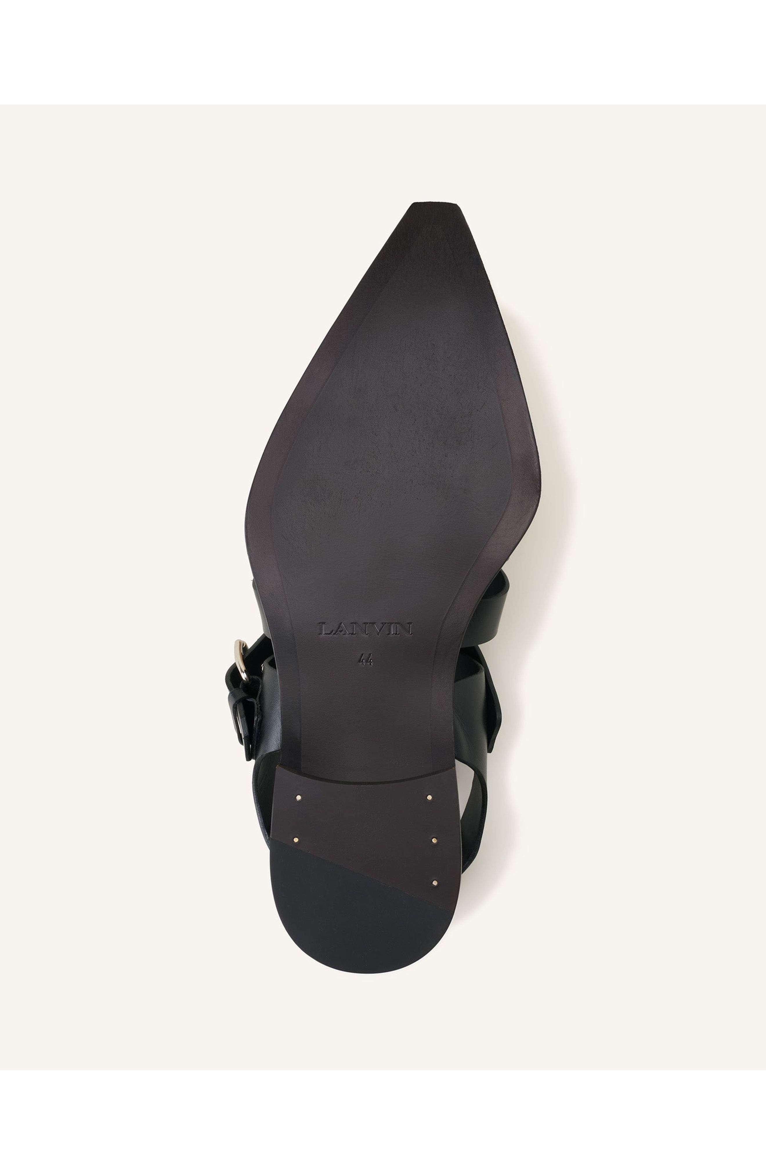 Lanvin Pointed-Toe Leather Sandals, Alternate, color, Black