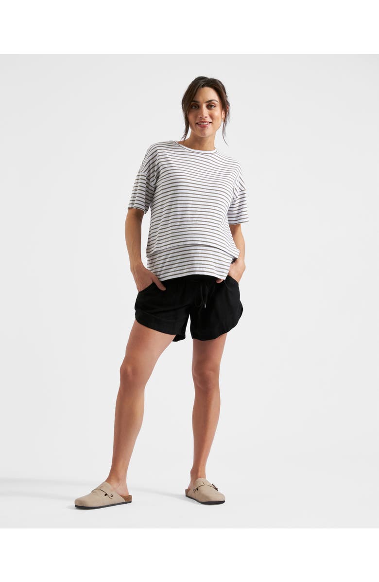 Ripe Maternity Byron Shirred Linen Short, Alternate, color, Black