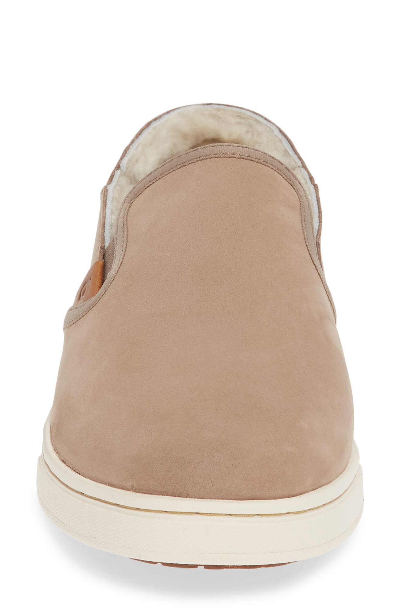 OluKai Pehuea Heu Genuine Shearling Waterproof Slip-On Sneaker, Alternate, color, Taupe Grey Leather