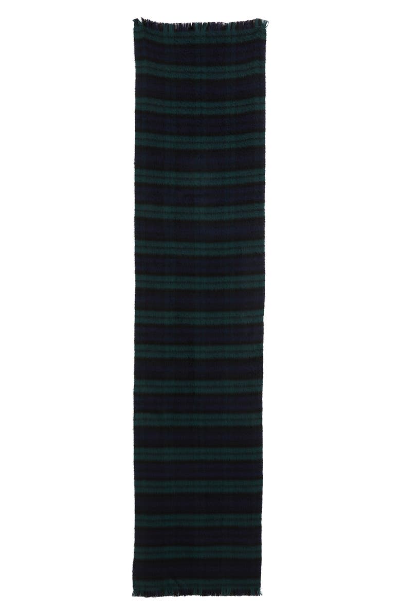 Nordstrom Plaid Cashmere Scarf, Alternate, color, Navy- Olive