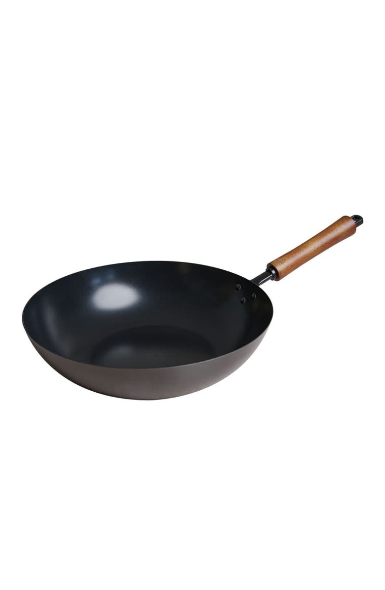 JOYCE CHEN Carbon Steel Ceramic Nonstick Stir Fry Pan, Main, color, Black