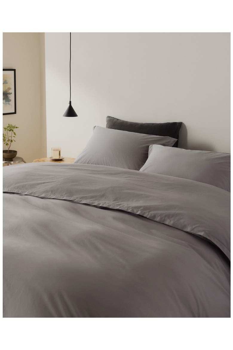 Percale Egyptian Cotton Duvet Cover, Alternate, color, PEBBLE
