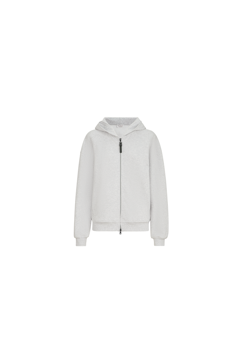 Cotton smooth French terry topwear with shiny zipper pull, Alternate, color, Silver