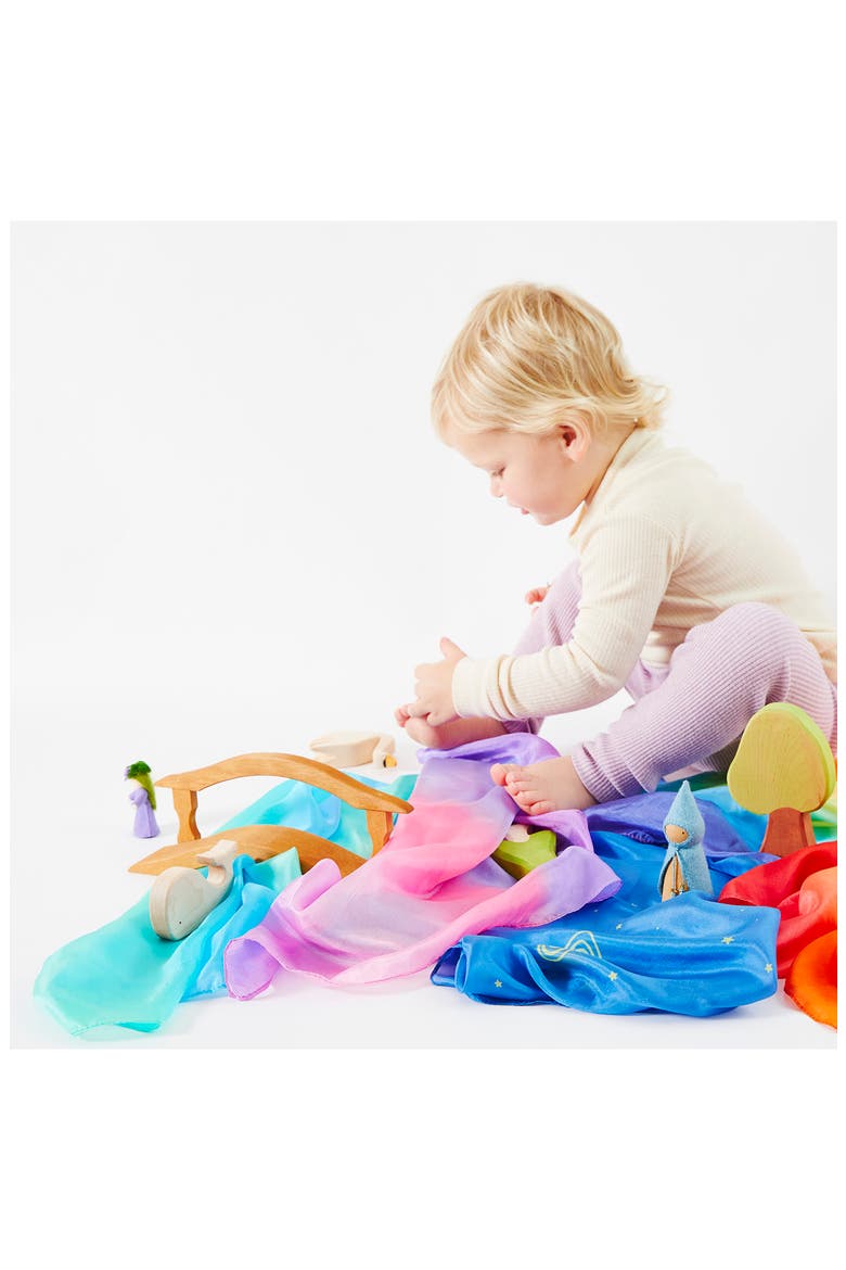 Set of 5 Mini Enchanted Playsilks, Alternate, color, ENCHANTED