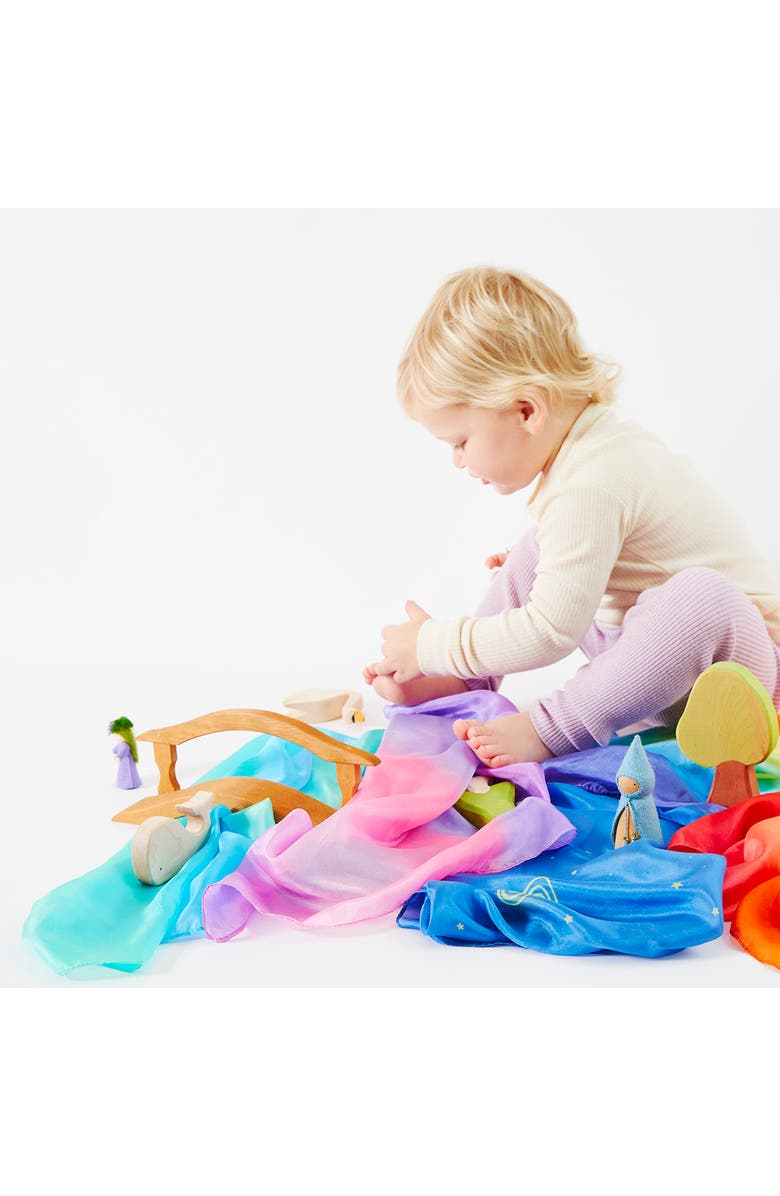 Sarah's Silks Set of 5 Mini Enchanted Playsilks, Alternate, color, Enchanted