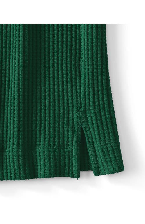 Lands' End Long Sleeve Waffle Shawl Collar Henley In Green