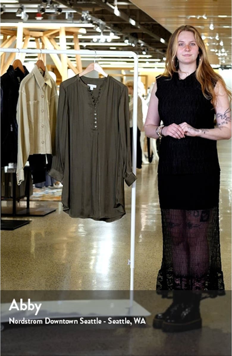 Button Front Long Sleeve Satin Dress, sales video thumbnail