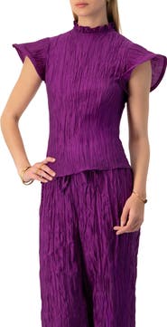 IVONNE Straight Blouse with Ruffle Short Sleeves