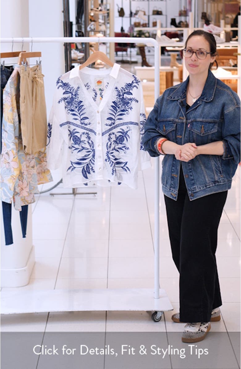 Nina Embroidery Open Stitch Cotton Cover-Up Top, sales video thumbnail
