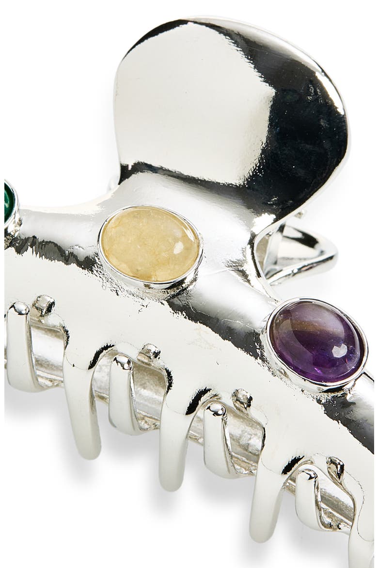 Stone Embellished Claw Clip, Alternate, color, SILVER
