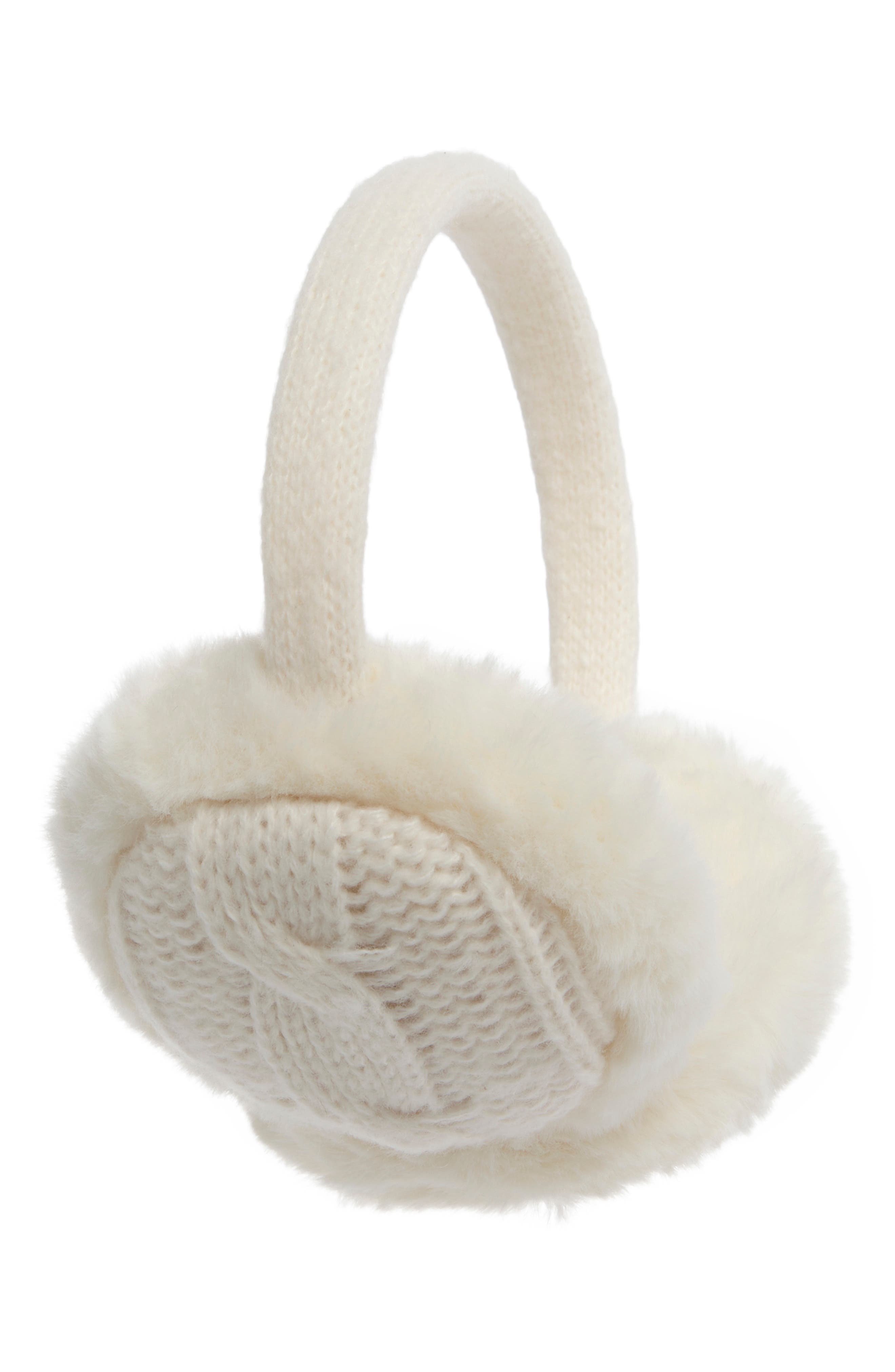 Vince Camuto Faux Fur Cable Knit Ear Muffs