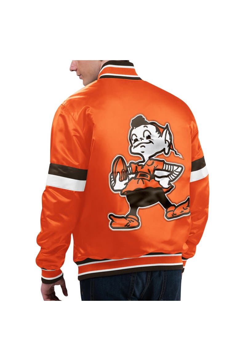 Men's Starter Orange Cleveland Browns Gridiron Classics Home Game Satin Full-Snap Varsity Jacket, Alternate, color, Orange