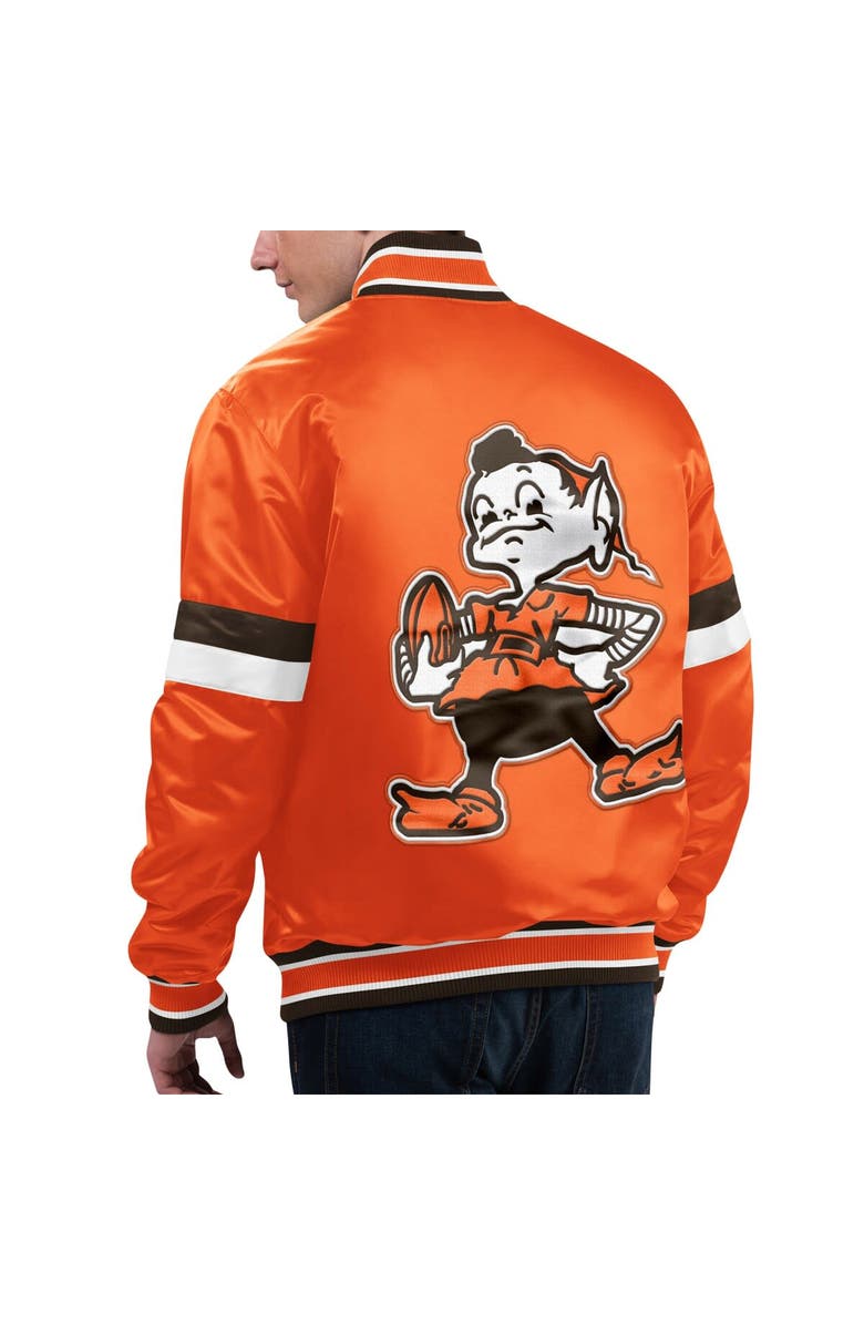 STARTER Men's Starter Orange Cleveland Browns Gridiron Classics Home Game Satin Full-Snap Varsity Jacket, Alternate, color, Orange