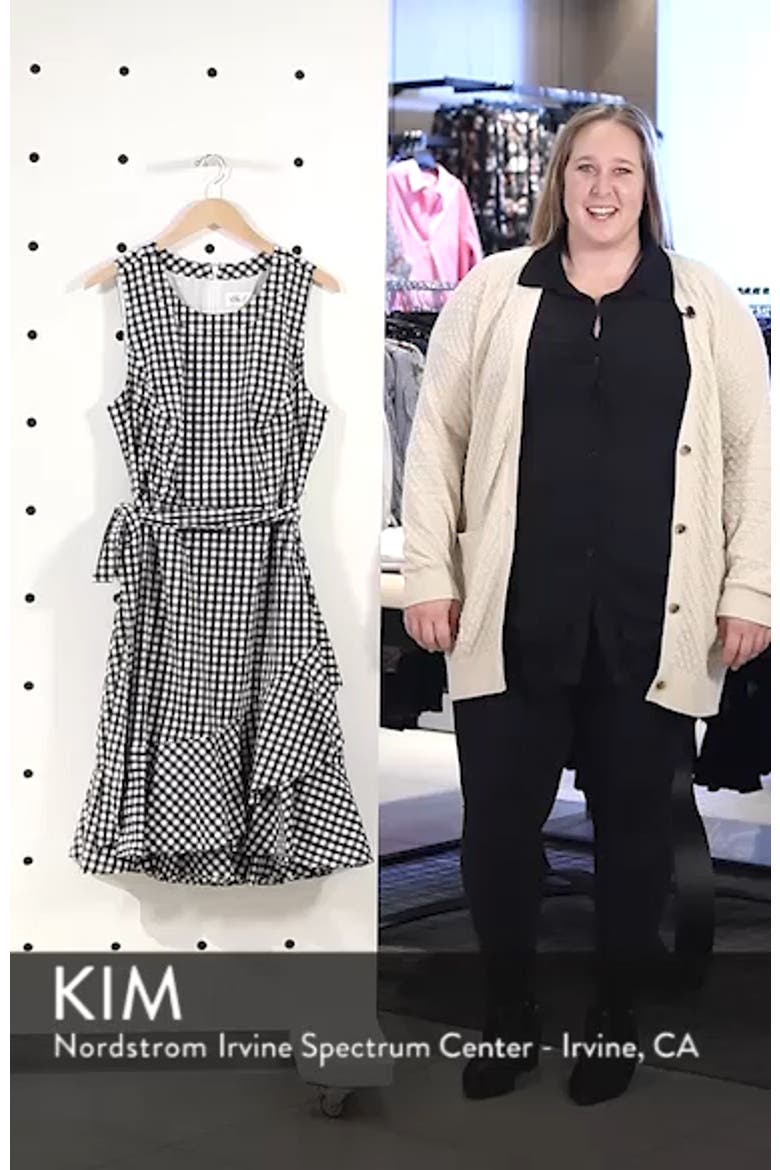 Belted Ruffle Hem Gingham Dress video