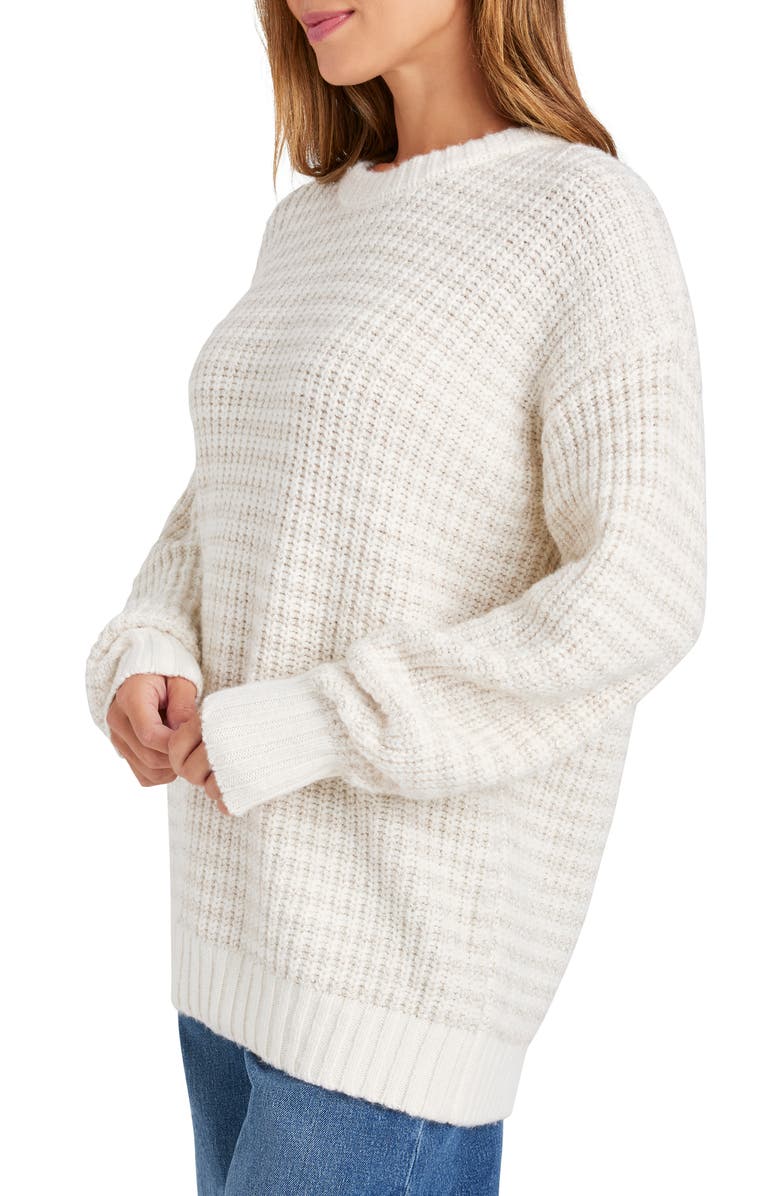Splendid Brielle Oversize Metallic Stripe Sweater, Alternate, color, Snow