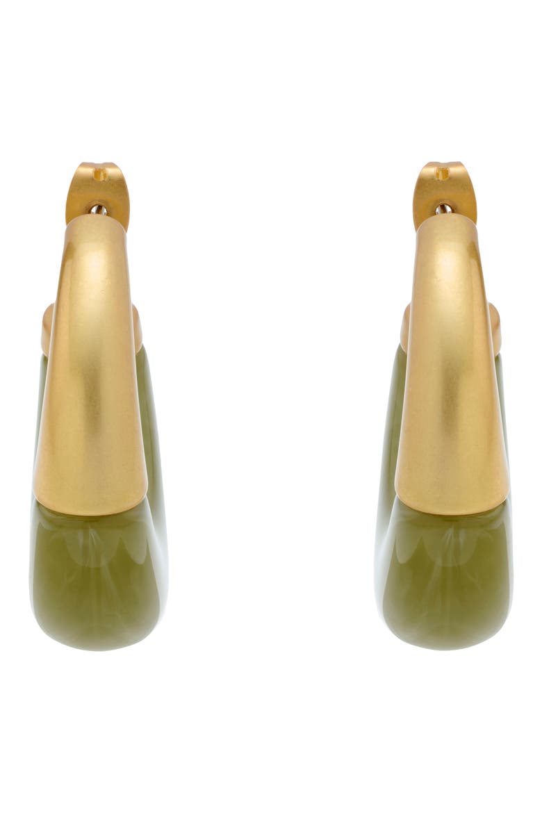 Samira Scoop Hoop Earrings, Alternate, color, GOLD TONE / OLIVE