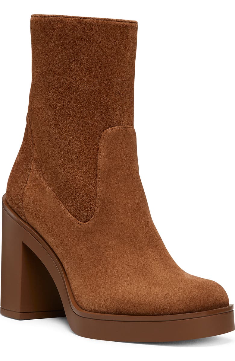 Stuart Weitzman Bethenny 80 Zip Bootie, Main, color, Coffee Tonal Suede