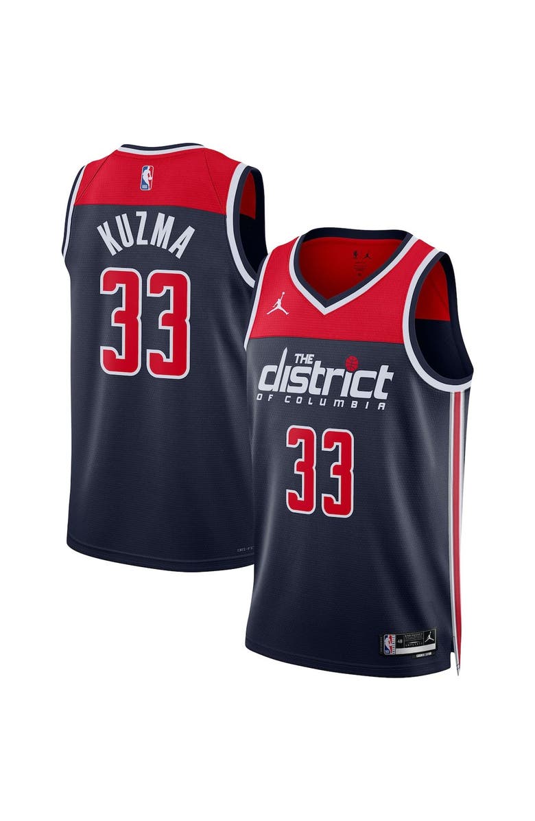 Jordan Brand Unisex Jordan Brand Kyle Kuzma Navy Washington Wizards Swingman Jersey - Statement Edition, Alternate, color,