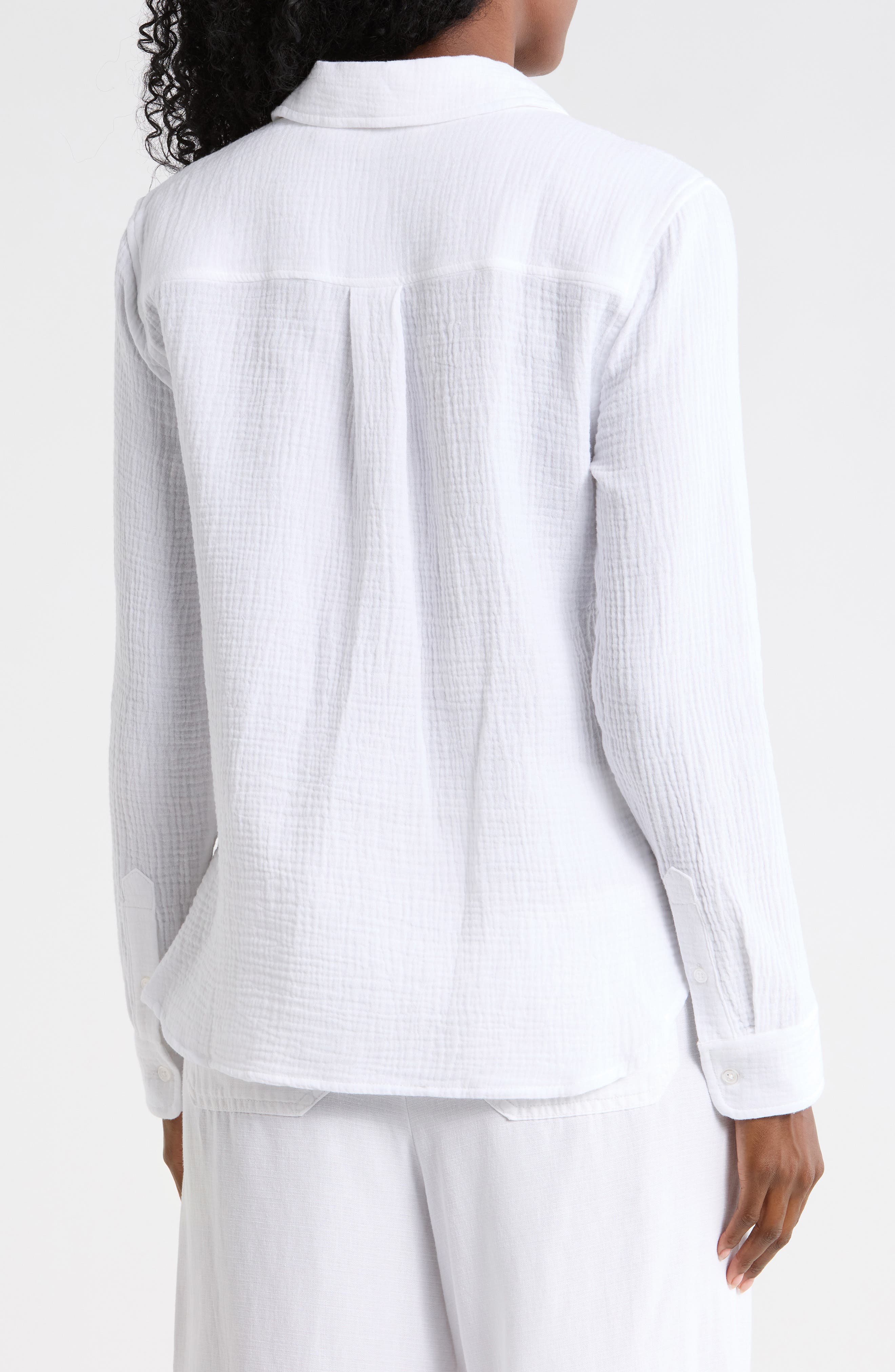 Long Sleeve Cotton Gauze Button-Up Shirt - image 2